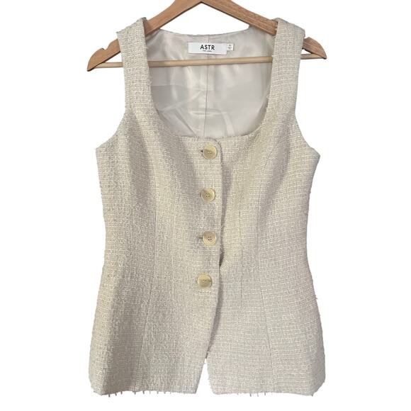 Astr Jackets & Blazers - Astr Tweed‎ Long Tailored Vest Medium Cream/Ivory